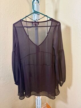 Lulu's Sheer Black V-Neck Long Sleeve Tunic